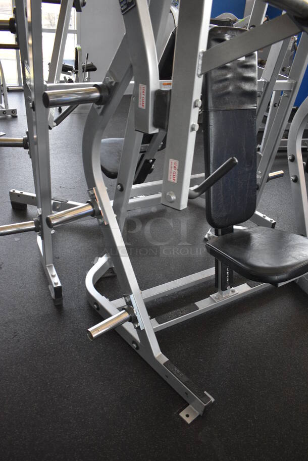 NICE! Hammer Strength Gray Metal Floor Style Iso-lateral Bench Press Machine. BUYER MUST REMOVE - Unit May Need Disassembly For Removal. 66x44x72. (weight room) - Image 4 of 9