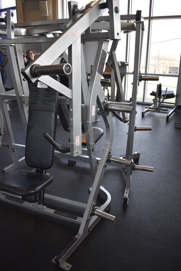 NICE! Hammer Strength Gray Metal Floor Style Iso-lateral Bench Press Machine. BUYER MUST REMOVE - Unit May Need Disassembly For Removal. 66x44x72. (weight room) - Image 6 of 9