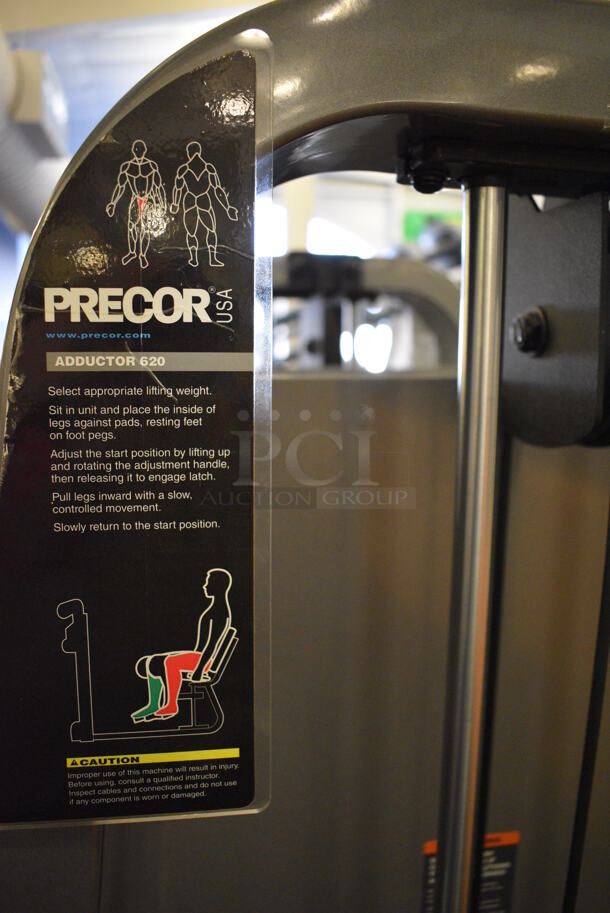 NICE! Precor Metal Commercial Floor Style Adductor Machine. BUYER MUST REMOVE. 45x55x58. (upstairs) This Unit Will Be Moved Down To The First Floor Before Pick Up Day Begins! - Image 7 of 7
