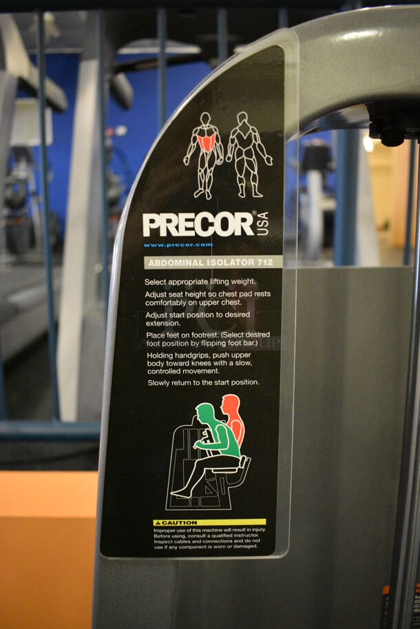 NICE! Precor Metal Commercial Floor Style Abdominal Isolator Machine. BUYER MUST REMOVE. 50x39x63. (upstairs) This Unit Will Be Moved Down To The First Floor Before Pick Up Day Begins! - Image 3 of 6