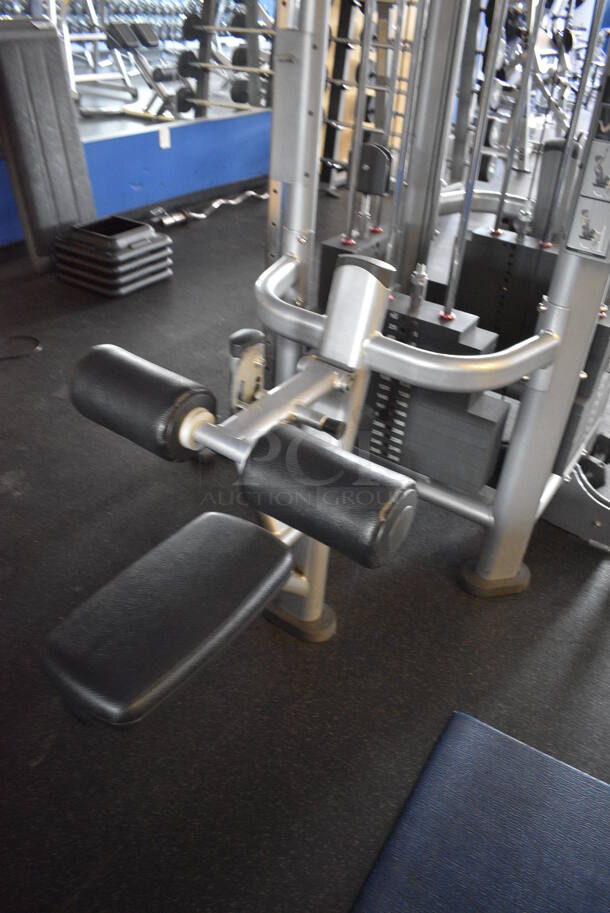 NICE! Hammer Strength Gray Metal Floor Style Multi Station Machine; Adjustable Pulley, Low Row, Adjustable Cable Crossover, Lat Pulldown and Triceps Pushdown. BUYER MUST REMOVE - Unit May Need Disassembly For Removal. 215x140x95. (weight room) - Image 11 of 12
