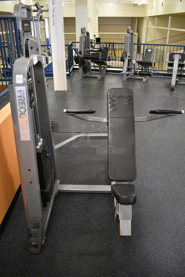 NICE! Precor Metal Commercial Floor Style Shoulder Press Machine. BUYER MUST REMOVE. 55x74x63. (upstairs) This Unit Will Be Moved Down To The First Floor Before Pick Up Day Begins!