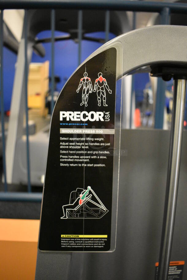 NICE! Precor Metal Commercial Floor Style Shoulder Press Machine. BUYER MUST REMOVE. 55x74x63. (upstairs) This Unit Will Be Moved Down To The First Floor Before Pick Up Day Begins! - Image 4 of 6
