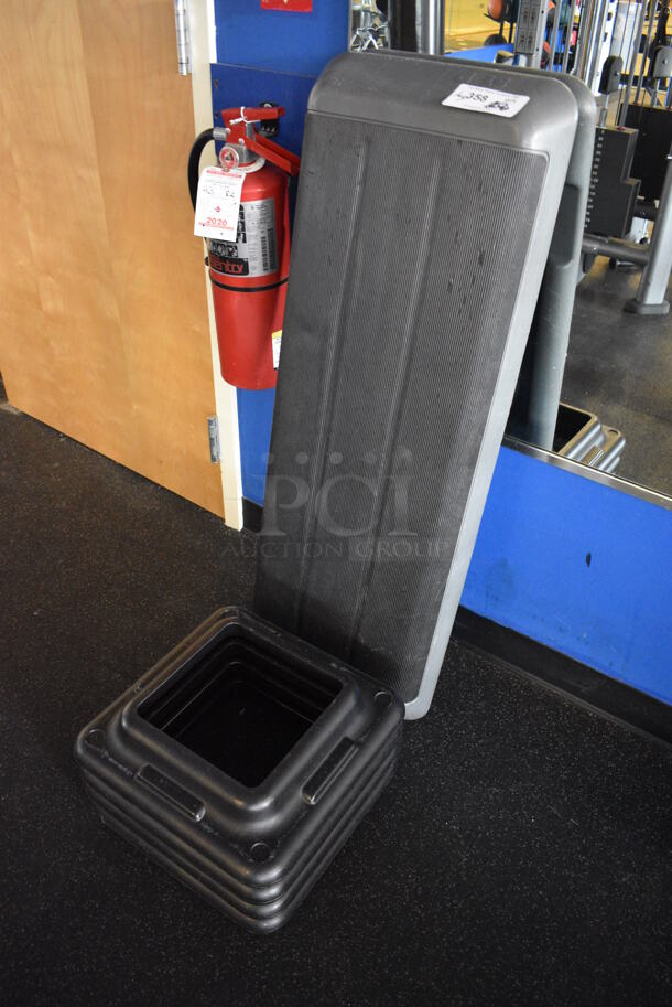 Gray and Black Aerobic Stepper Exercise Work Out Step w/ 4 Risers. 43x15x9. (weight room) - Image 3 of 3