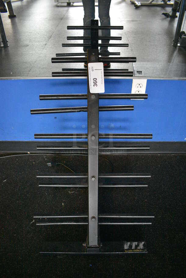 Black Metal Floor Style Weight Plate Tree. BUYER MUST REMOVE. 19x17x29. (weight room)