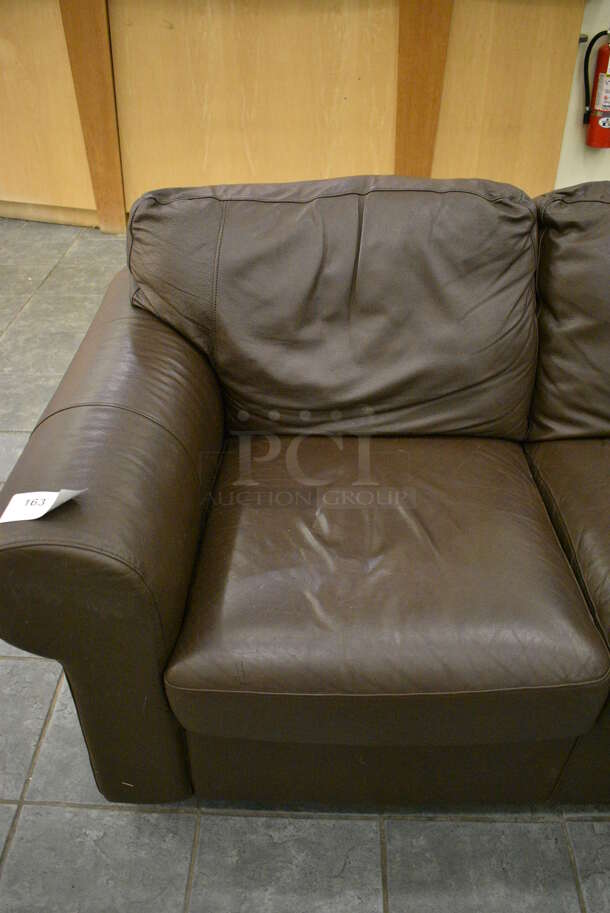 Brown Couch w/ Arm Rests. 85x34x32. (lobby) - Image 3 of 5