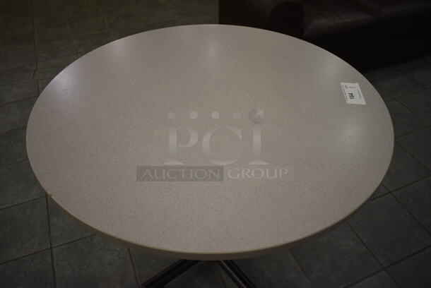 Gray Round Table on Metal Table Base. 36x36x30. (lobby) - Image 2 of 3