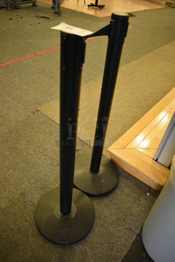 2 Queue Way Black Stanchions. 14x14x40. 2 Times Your Bid! (weight room) - Image 2 of 3