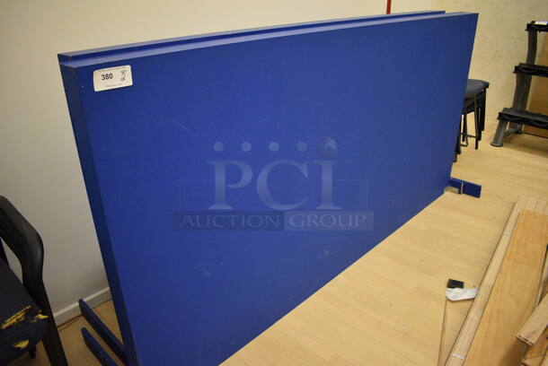 2 Blue Portable Walls. 97x36x48, 97x11x48. 2 Times Your Bid! (behind squash court - left)