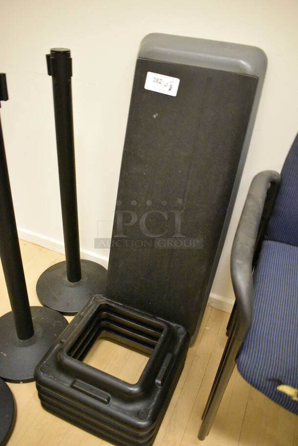 Gray and Black Aerobic Stepper Exercise Work Out Step w/ 4 Risers. 43x15x9. (behind squash court - left) - Image 2 of 3