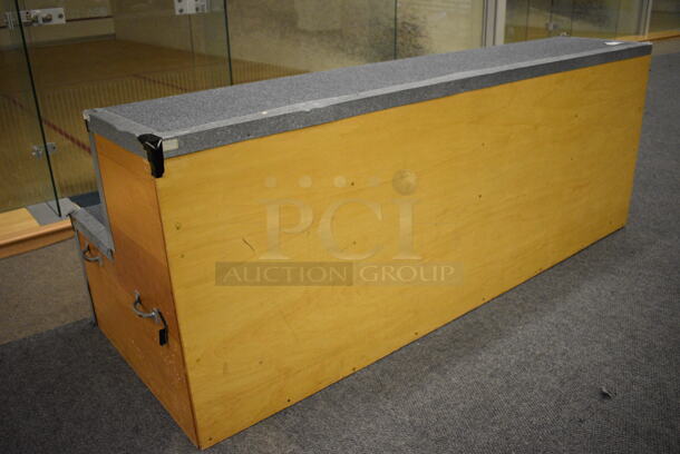 Carpet and Wood Pattern 2 Tier Bleacher / Riser. BUYER MUST REMOVE. 96x38x36. (lobby) - Image 4 of 5