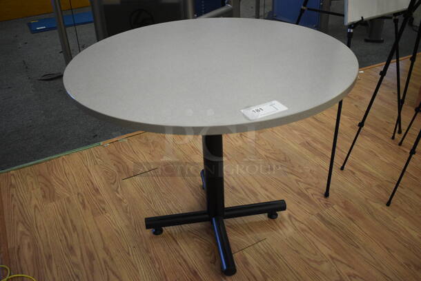 Gray Round Table. 36x36x30. (lobby)
 - Image 2 of 3