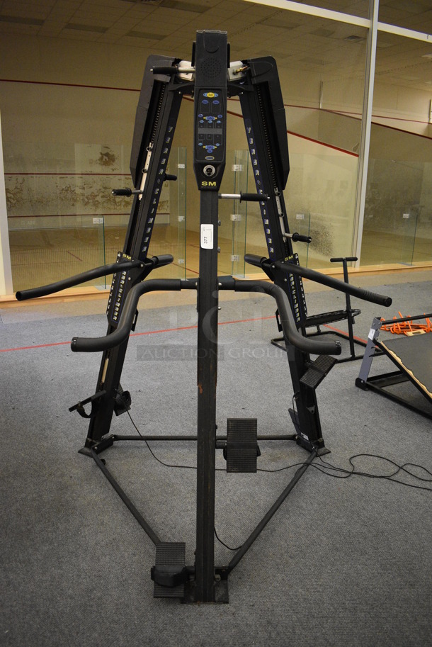 SM Sport Black Metal Commercial Floor Style 3 Sided Versa Climber Work Out Station. BUYER MUST REMOVE. 64x64x96. (lobby)
