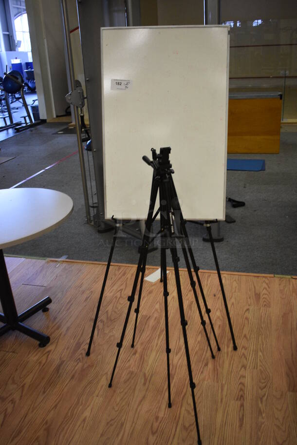 ALL ONE MONEY! Lot of 2 Tripods and Whiteboard on Easel! Includes 46