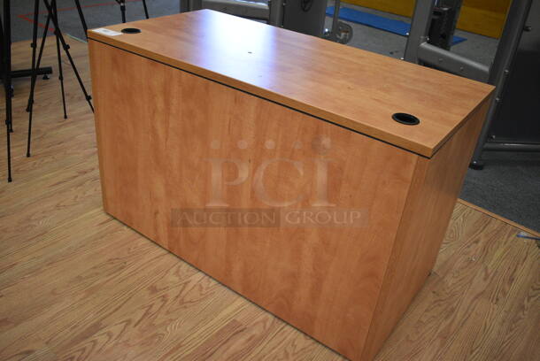 Wood Pattern Desk. 47x23.5x29.5. (lobby)
 - Image 2 of 4