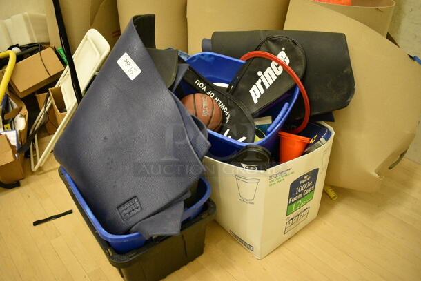 ALL ONE MONEY! Lot of Various Items Including Black Chair, Inflatable Punching Bags and Lamp! BUYER MUST REMOVE. (behind squash court - left) - Image 2 of 5