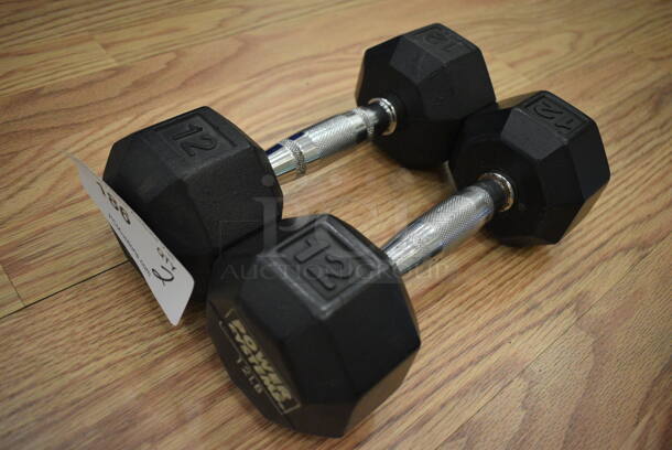 2 Power Systems Metal Black and Chrome Finish 12 Pound Hex Dumbbells. 4x11x4. 2 Times Your Bid! (lobby) - Image 3 of 3