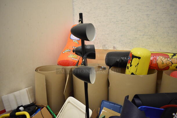 ALL ONE MONEY! Lot of Various Items Including Black Chair, Inflatable Punching Bags and Lamp! BUYER MUST REMOVE. (behind squash court - left) - Image 5 of 5