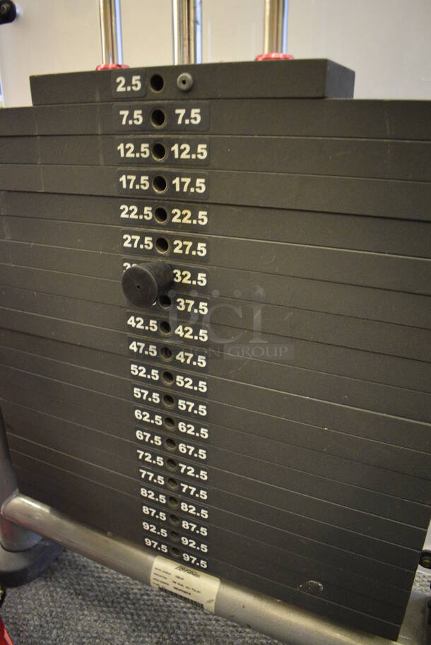 Life Fitness Model CMDAP Gray Metal Floor Style Dual Adjustable Pulley Functional Trainer Machine. BUYER MUST REMOVE - Unit May Need Disassembly For Removal. 64x48x93. (lobby) - Image 7 of 11