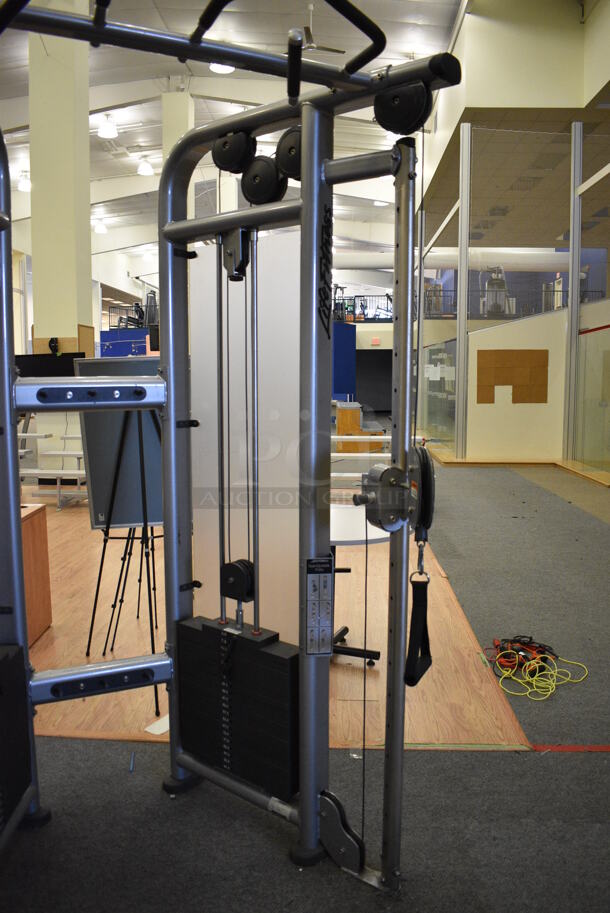 Life Fitness Model CMDAP Gray Metal Floor Style Dual Adjustable Pulley Functional Trainer Machine. BUYER MUST REMOVE BUYER MUST REMOVE - Unit May Need Disassembly For Removal. 64x48x93. (lobby) - Image 3 of 12