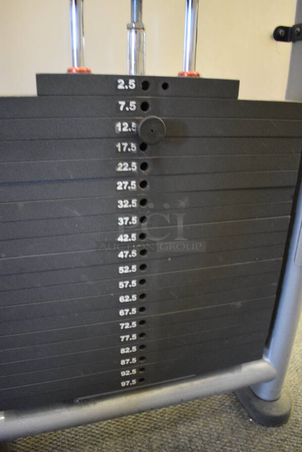 Life Fitness Model CMDAP Gray Metal Floor Style Dual Adjustable Pulley Functional Trainer Machine. BUYER MUST REMOVE BUYER MUST REMOVE - Unit May Need Disassembly For Removal. 64x48x93. (lobby) - Image 6 of 12