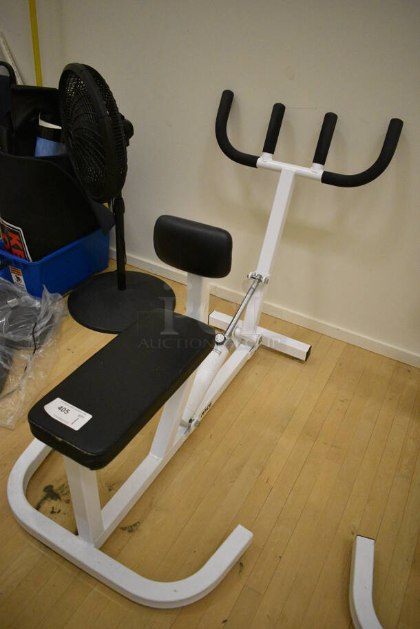 Pace White Metal Tricep Machine. BUYER MUST REMOVE. 30x55x38. (behind squash court - right) - Image 2 of 4
