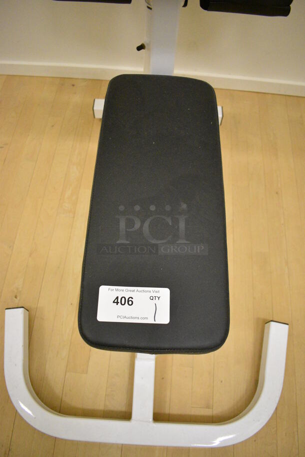 Pace White Metal Leg Extension Machine. BUYER MUST REMOVE. 30x46x33. (behind squash court - right) - Image 4 of 6