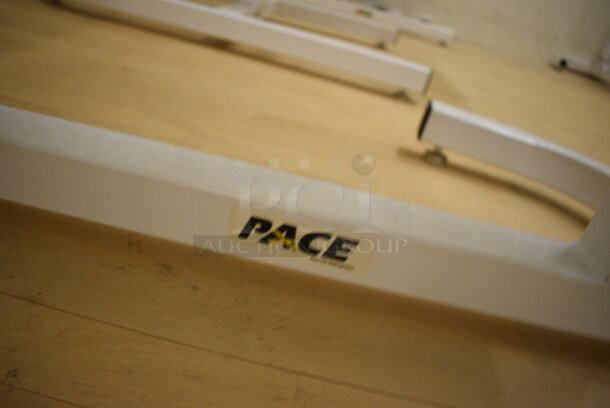 Pace White Metal Leg Extension Machine. BUYER MUST REMOVE. 30x46x33. (behind squash court - right) - Image 6 of 6