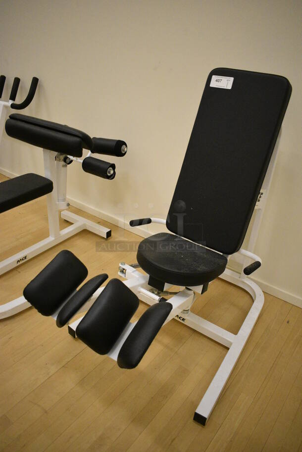 Pace White Metal Adductor Machine. BUYER MUST REMOVE. 30x50x48. (behind squash court - right) - Image 3 of 5