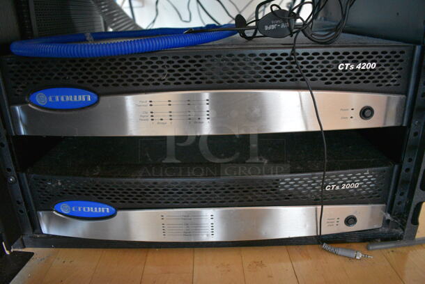 ALL ONE MONEY! Lot of Black Metal AV Cabinet w/ Middle Atlantic Power Amp, AVSG Rack, Rane RPM Multiprocessor, Crown Rack, Tascam CD-200BT, 2 Crown CTs 2000 Racks. BUYER MUST REMOVE. 20.5x19x36.5. (aerobic room)  - Image 6 of 9