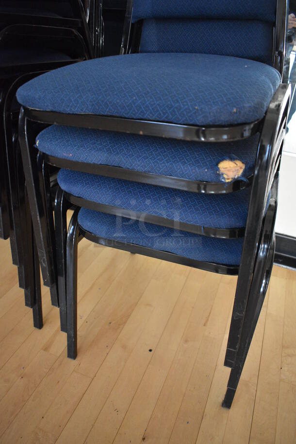 4 Blue Stackable Banquet Chairs on Black Metal Frames. 18x21x32. 4 Times Your Bid! (aerobic room) - Image 3 of 3