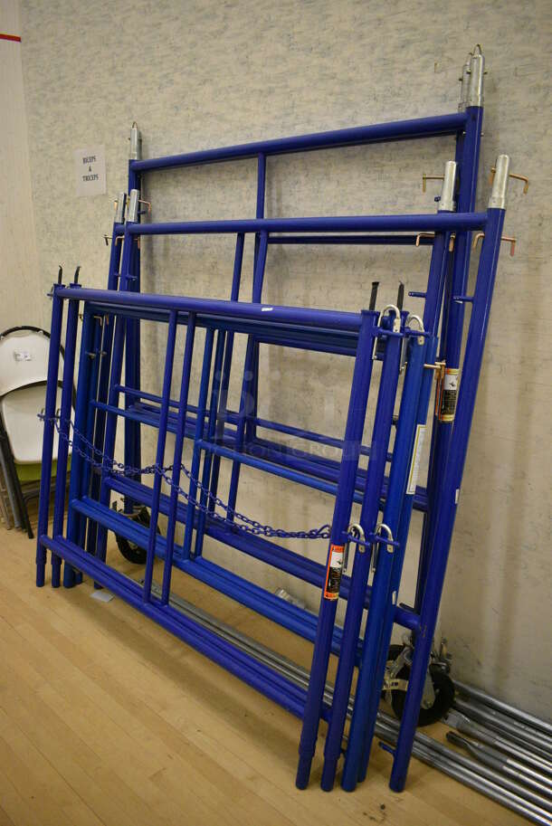 ALL ONE MONEY! Lot of Various Blue Metal Scaffolding Pieces! (behind squash court - right) - Image 1 of 4
