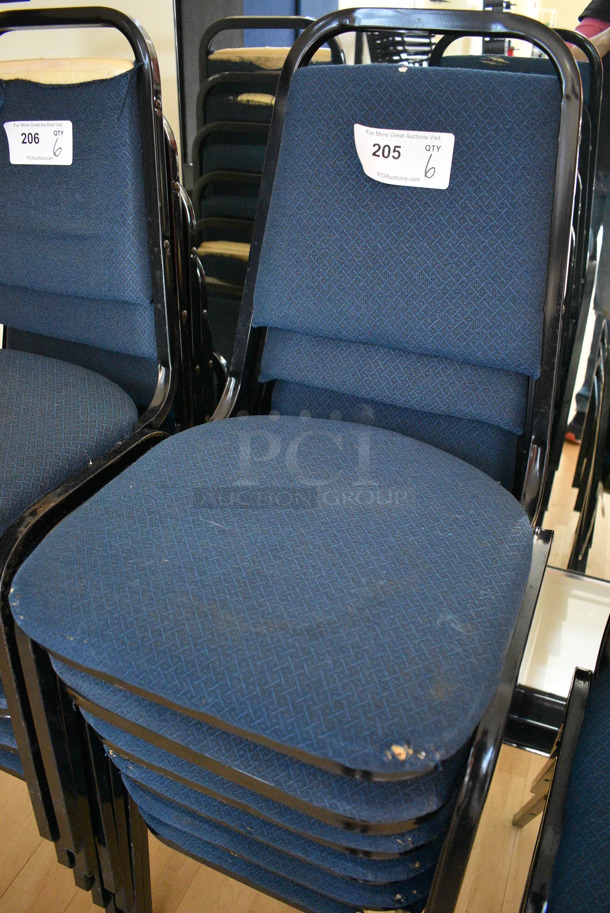 6 Blue Stackable Banquet Chairs on Black Metal Frames. 18x21x32. 6 Times Your Bid! (aerobic room) - Image 3 of 3