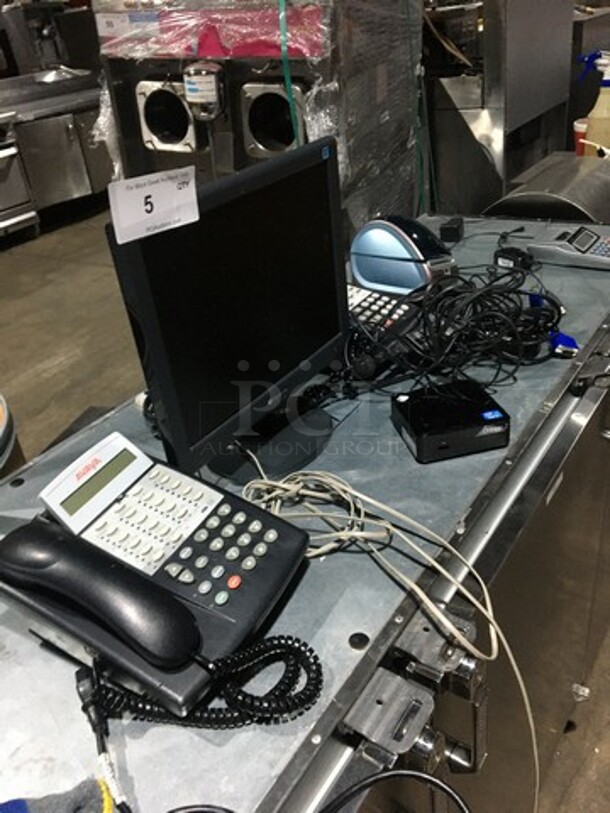NICE! Gateway Complete POS System! With Keyboard! With 2 Corded Telephones! With Receipt Printer & Dymo Label Maker! - Image 1 of 8