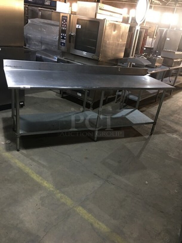 Duke Commercial Work/Prep Table! With Underneath Storage Space! With Backsplash! All Stainless Steel! Model 4165RM! On Legs!
