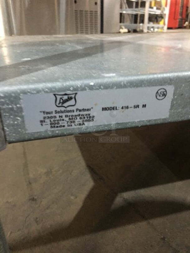 Duke Commercial Work/Prep Table! With Underneath Storage Space! With Backsplash! All Stainless Steel! Model 4165RM! On Legs! - Image 8 of 8