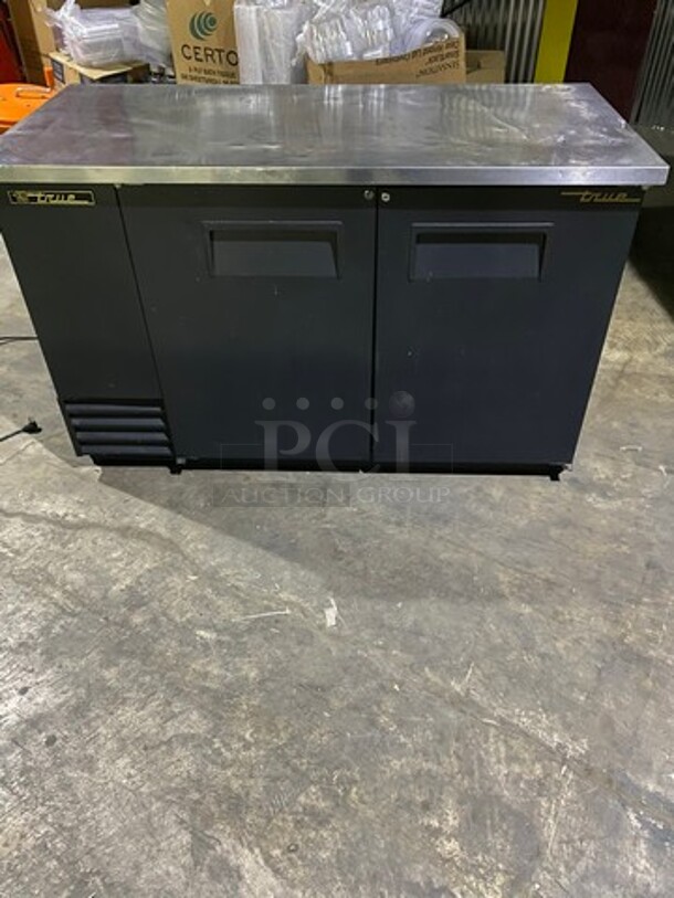 True Commercial Refrigerated 2 Door Bar Back! With Poly Coated Racks! With Stainless Steel Work Top! - Image 1 of 8