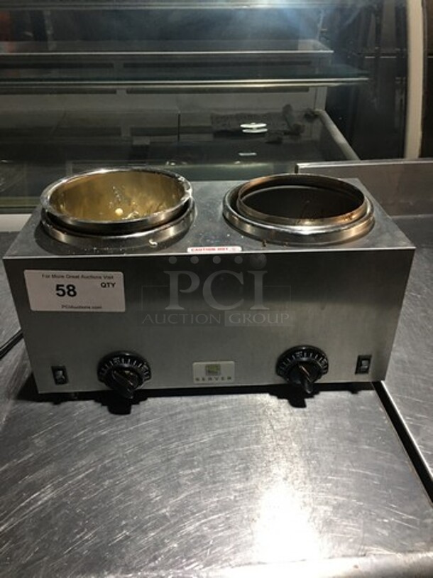 Server Commercial Countertop 2 Well Soup/Sauce Warmer! All Stainless Steel! Model TWINFS! 120V!