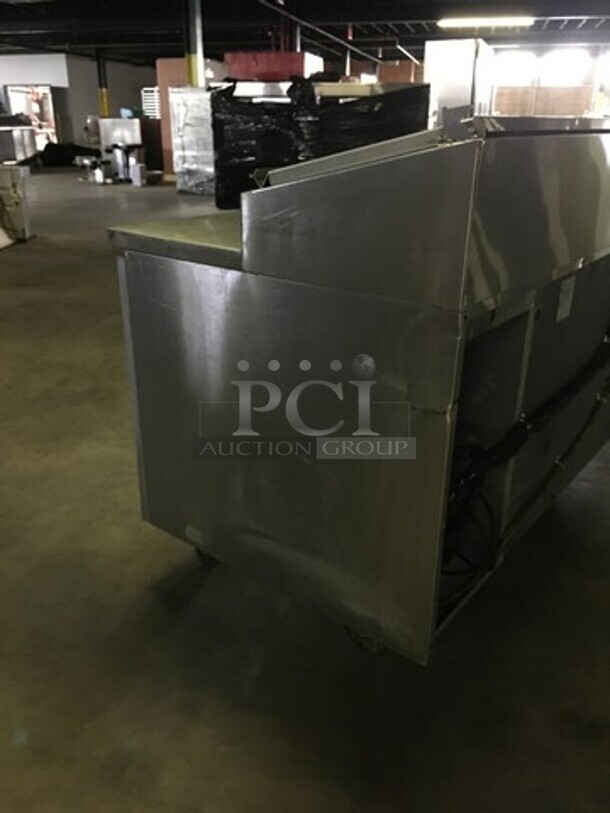 Randell Refrigerated Pizza Prep Table! With 3 Door Storage Underneath! Model 8395N Serial T16614-! 115V 1 Phase! On Commercial Casters!
 - Image 4 of 11