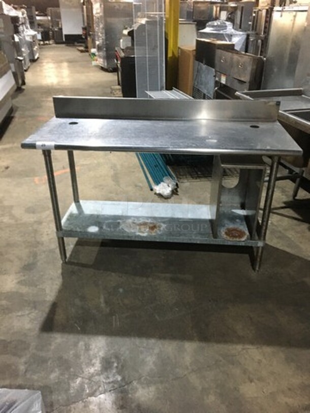 All Stainless Steel Work/Prep Table! With Backsplash! With Underneath Storage Space! On Legs! - Image 1 of 8