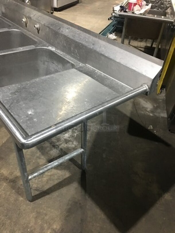 All Stainless Steel Commercial 3 Compartment Sink! With Left & Right Side Drainboard! With Backsplash! With Faucet! On Legs! - Image 2 of 10