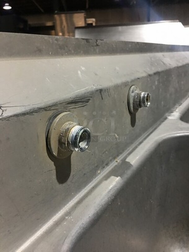 All Stainless Steel Commercial 3 Compartment Sink! With Left & Right Side Drainboard! With Backsplash! With Faucet! On Legs! - Image 8 of 10