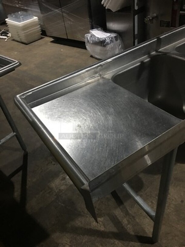 Advance Tabco Commercial 3 Compartment Sink! With Left & Right Side Drainboard! With Backsplash! With Faucet & Jet Spray Hose! All Stainless Steel! Model T935418RL! On Legs!  - Image 4 of 9