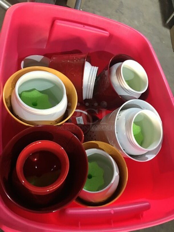 ALL ONE MONEY! Assorted Ceramic Vases & Metal Buckets! With Sterilite Poly Bin! - Image 2 of 8