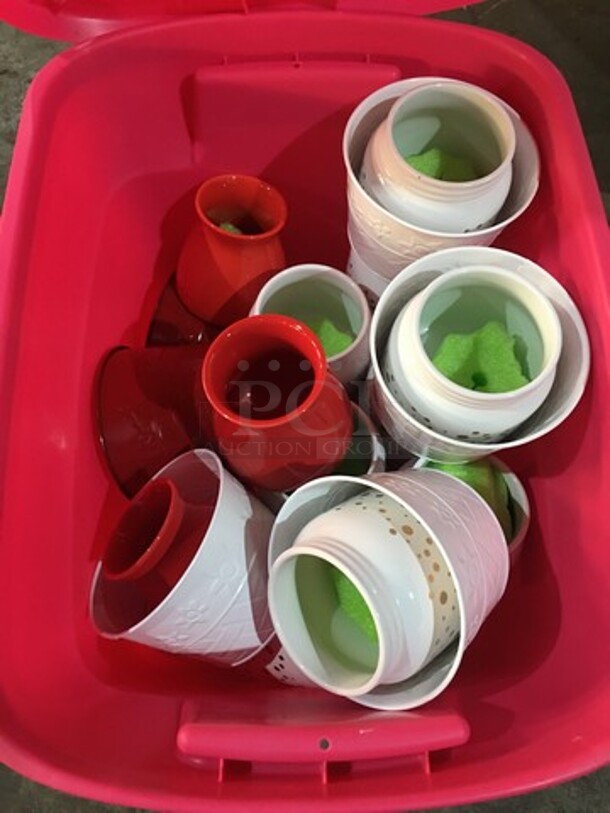 ALL ONE MONEY! Assorted Ceramic Vases & Metal Buckets! With Sterilite Poly Bin! - Image 2 of 11
