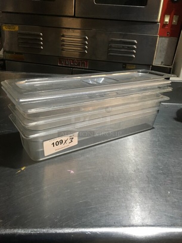 Rubbermaid Clear Drop In Pan! With Pan! 3 X Your Bid! - Image 1 of 7