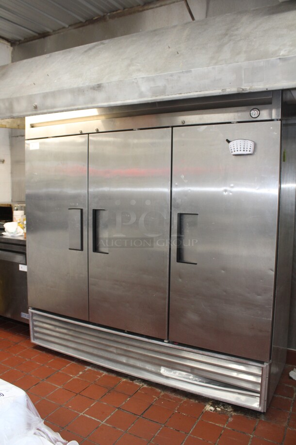 WOW! True Model T-72 Commercial Stainless Steel Triple Door Reach In Refrigerator/Cooler. 78x30x78. 115V/60Hz. 1 Phase. Tested And Working! Buyer Must Remove.Shipping Is Not Available.  - Image 1 of 7
