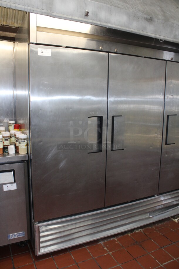 WOW! True Model T-72 Commercial Stainless Steel Triple Door Reach In Refrigerator/Cooler. 78x30x78. 115V/60Hz. 1 Phase. Tested And Working! Buyer Must Remove.Shipping Is Not Available.  - Image 2 of 7