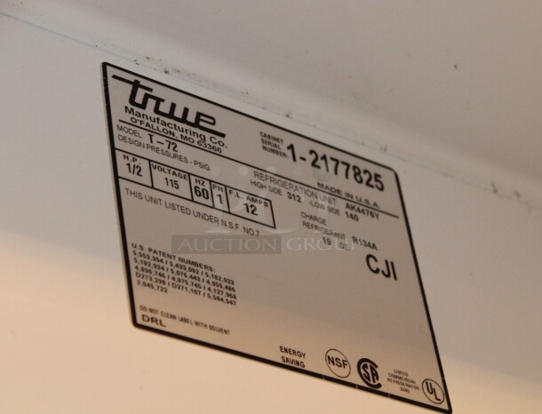 WOW! True Model T-72 Commercial Stainless Steel Triple Door Reach In Refrigerator/Cooler. 78x30x78. 115V/60Hz. 1 Phase. Tested And Working! Buyer Must Remove.Shipping Is Not Available.  - Image 3 of 7