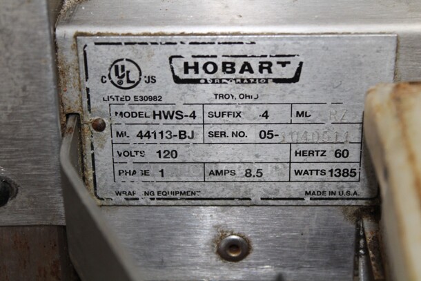 FABULOUS! Hobart Model HWS-4 Commercial Stainless Steel Hand Wrap Station With Sealing Hot Plate And 2 Side Shelves And Roll Of Plastic Wrap. 53.5x28x36. 120V/60Hz. Tested And Working! Timer Does Not Work. Buyer Must Remove. Shipping Is Not Available. - Image 2 of 4